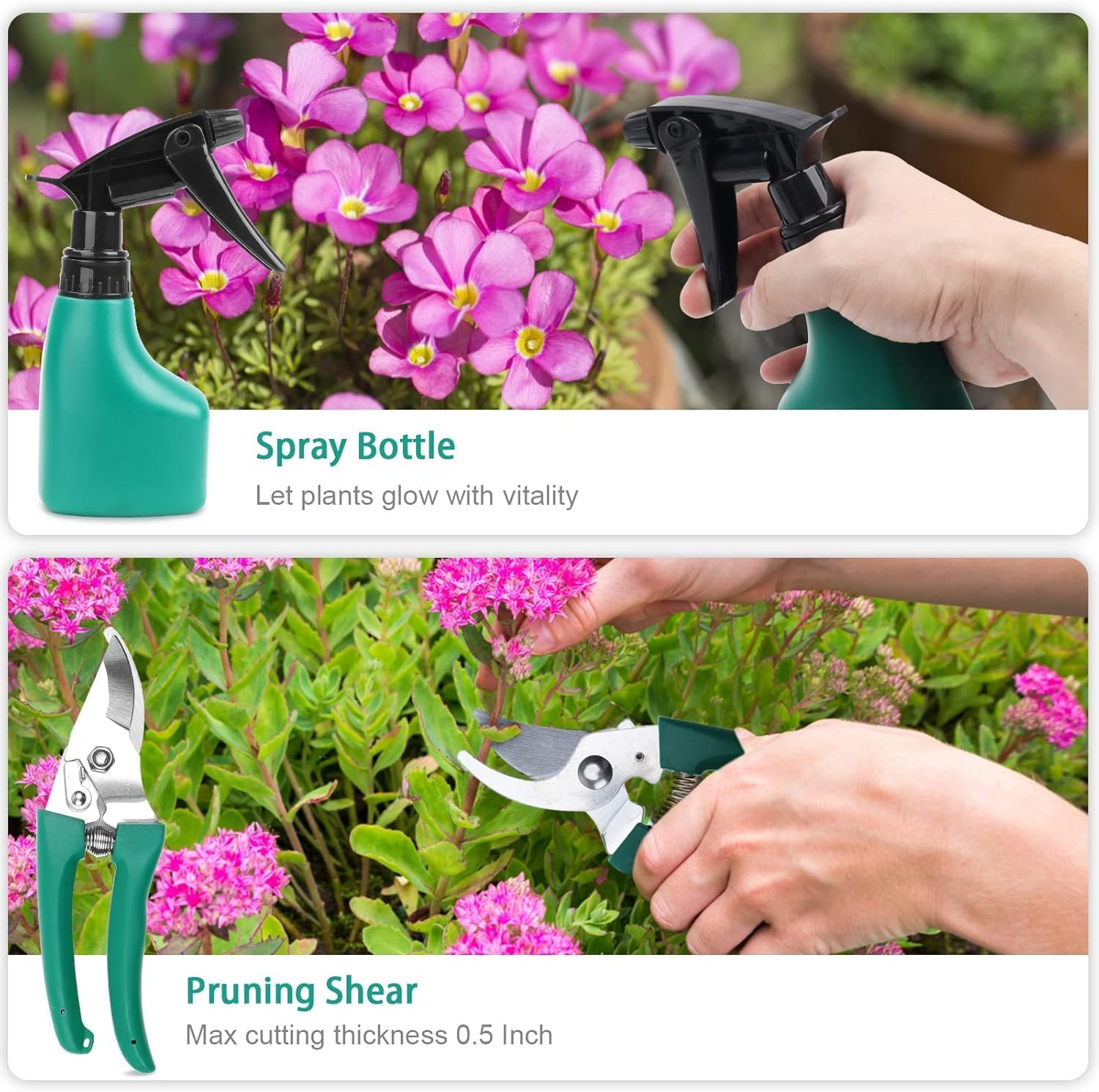 Garden Tools Set 10 Piece - Garden Hand Tool with Ergonomic & Durable Garden Tools Organizer Box, Gardening Kit Gifts for Women, Men, Family